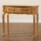 Newton Console Table Classic and Traditional Gold Finished Wood 2-Drawer