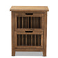 Clement Rustic Transitional End Table Medium Oak Finished Wood with 2 Drawers and Spindle Design