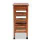 Crayton Mobile Kitchen Storage Cart - Modern Design with Oak Brown Wood and Silver-Tone Metal Accents