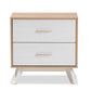 Helena Nightstand Mid-Century Modern Natural Oak and Whitewashed Wood 2-Drawer Design for Stylish Bedroom Storage