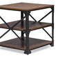 Milo Vintage Industrial End Table Antique Bronze Metal and Distressed Wood Accent Table for Living Room or Bedroom