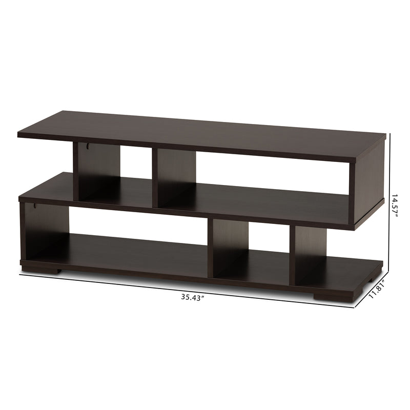 Arne TV Stand Modern Dark Brown Finished Wood Entertainment Center for Living Room Storage and Display