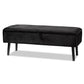 Caine Storage Bench Modern and Contemporary Black Velvet Fabric Upholstered with Dark Brown Finished Wood