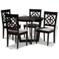 Valerie 5-Piece Dining Set Modern Grey Fabric Upholstered Chairs with Dark Brown Finished Wood Table