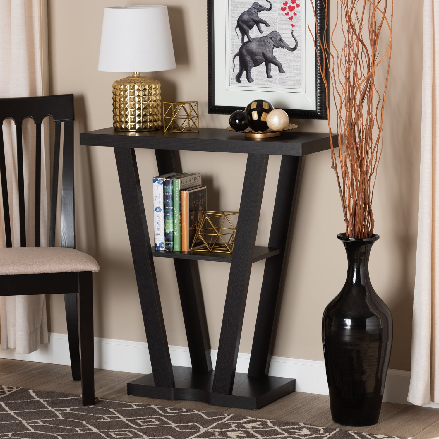 Boone Console Table Modern and Contemporary Espresso Brown Finished Wood