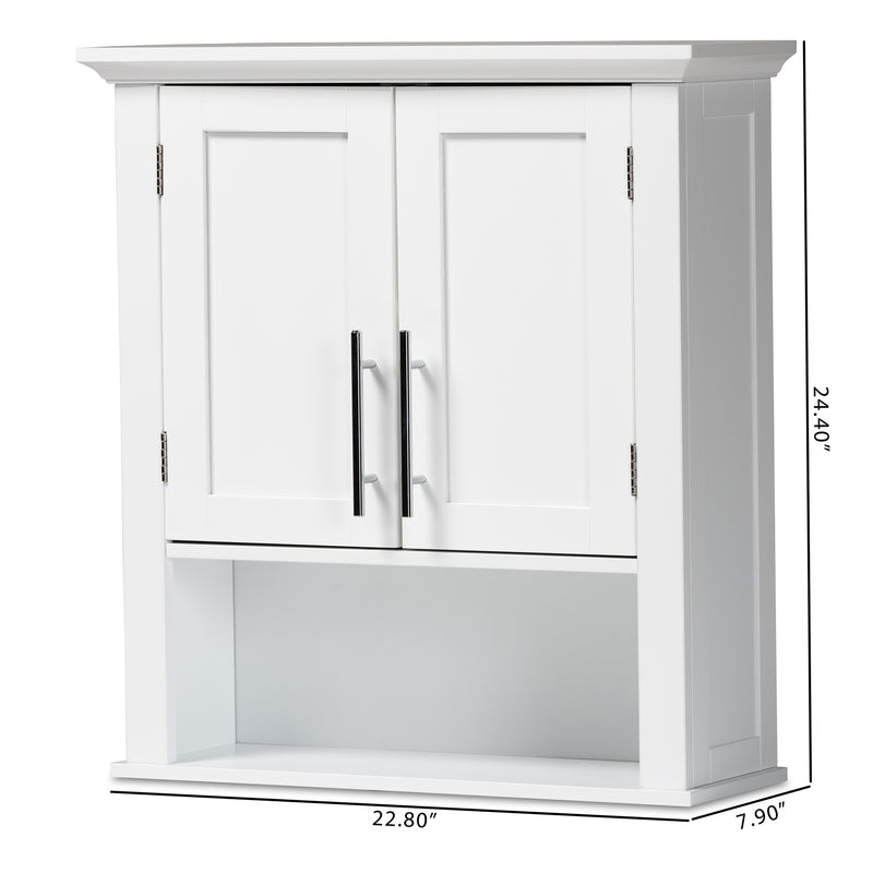 Turner Bathroom Wall Storage Cabinet Modern White Finished Wood 2-Door Design for Stylish Organization and Space-Saving Solutions