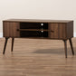 Alard Mid-Century Modern TV Stand Walnut Brown Finished 2-Door Wood Entertainment Center with Storage for Living Room