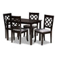 Verner Dining Set Modern Contemporary Grey Fabric Upholstered Espresso Brown Finished 5-Piece Wood