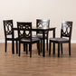 Lenoir Dining Set Modern Contemporary Gray Fabric Upholstered Espresso Brown Finished Wood 5-Piece