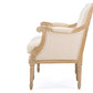 Chavanon Traditional French Loveseat in Wood and Light Beige Linen for Elegant Living Room Seating