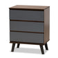 Roldan Bedroom Chest - Modern Two-Tone Walnut and Grey Wood with 3 Drawers for Stylish Storage Solutions