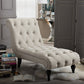 Layla Chaise Lounge Mid-century Modern Light Beige Fabric Upholstered Button-tufted