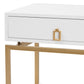 Melosa End Table Modern Glam and Luxe White Finished Wood and Gold Metal 1-Drawer