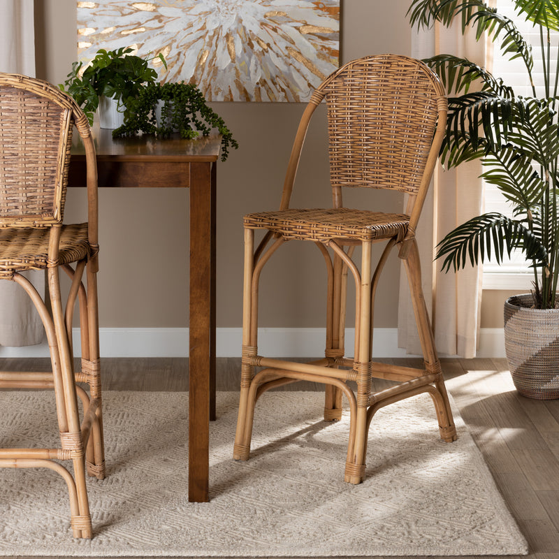 Neola Bar Stool - Modern Bohemian Natural Rattan Design for Stylish Decor and Comfortable Seating