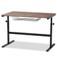 Anisa Height Adjustable Desk Modern Industrial Design with Walnut Finished Wood and Black Metal Frame