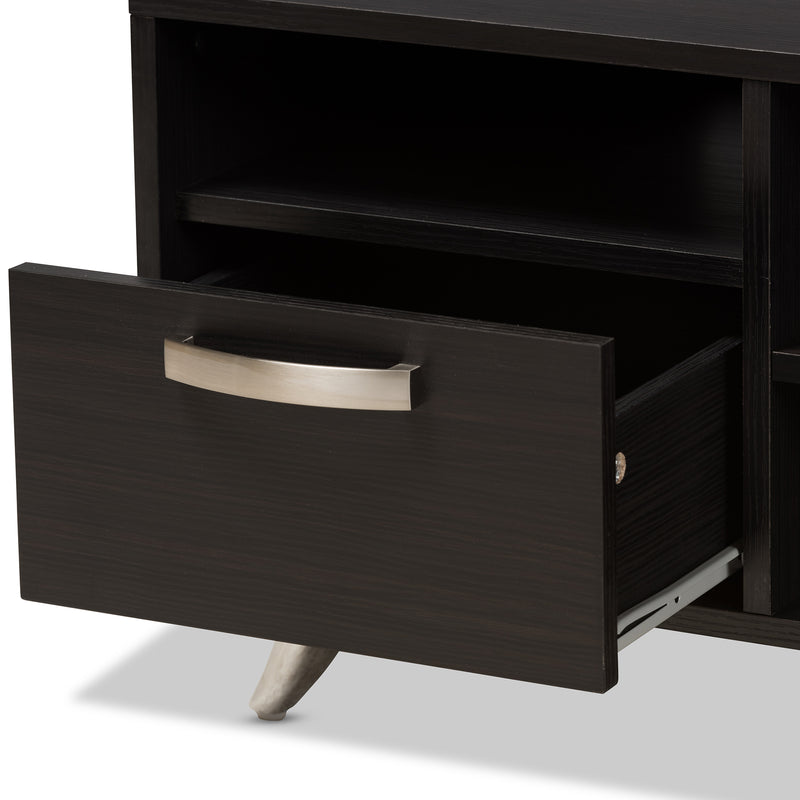 Warwick TV Stand Modern Espresso Brown Finished Wood Entertainment Center with Storage for Living Room