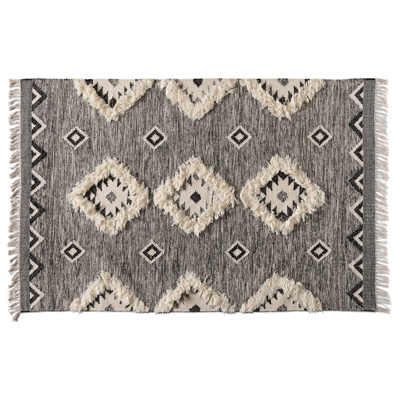 Avia Area Rug - Handwoven Modern Wool in Black and Ivory for Stylish Home Décor