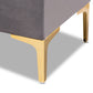 Valere Ottoman Glam and Luxe Grey Velvet Fabric Upholstered Gold Finished Button Tufted Storage