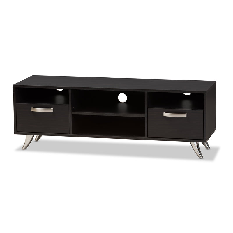 Warwick TV Stand Modern Espresso Brown Finished Wood Entertainment Center with Storage for Living Room