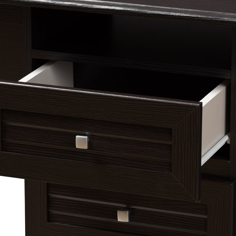 Carine Modern Desk in Wenge Brown Finish for Home Office and Workspace