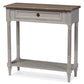 Edouard Console Table French Provincial Style White Wash Distressed Wood Grey Two-tone 1-Drawer Design for Elegant Home Decor