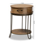 Kellyn End Table Vintage Rustic Industrial Design with Oak Brown Wood and Black Metal, Featuring 1 Storage Drawer