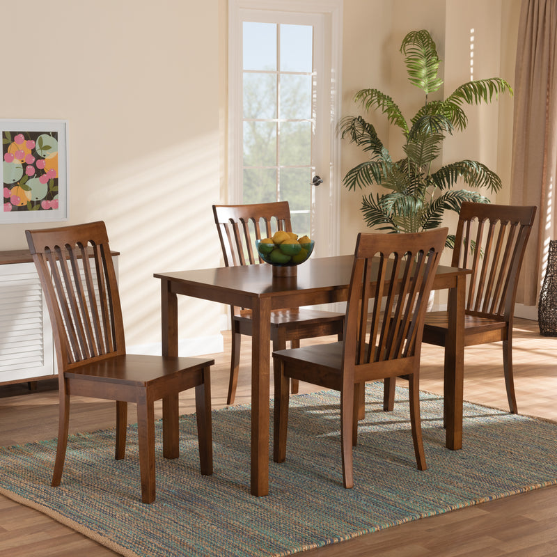 Erion Dining Set Modern and Contemporary Dark Brown Finished Wood 5-Piece