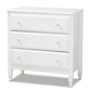 Naomi Bedroom Chest Classic White Finished Wood 3-Drawer Storage Solution for Stylish Bedrooms