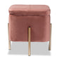 Aleron Ottoman Contemporary Glam Luxe Pink Velvet Fabric Upholstered Gold Finished Metal Storage