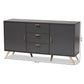 Kelson Sideboard Buffet - Modern Dark Grey and Gold Finished Wood 2-Door Storage Cabinet