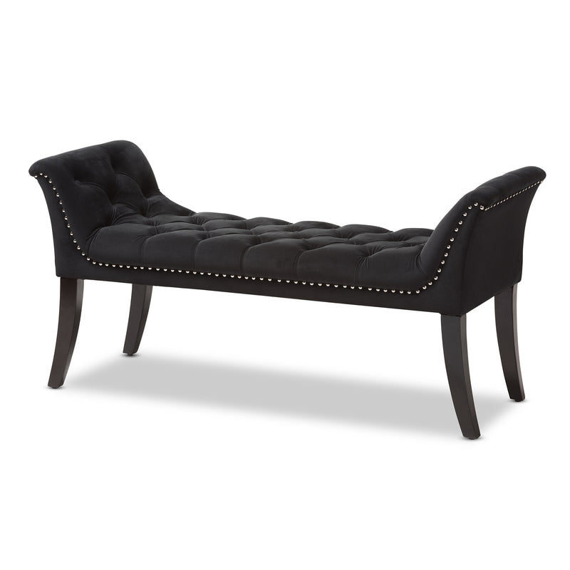 Chandelle Bench Luxe and Contemporary Black Velvet Upholstered