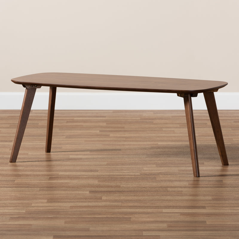 Dahlia Mid-Century Modern Coffee Table with Walnut Finish and Stylish Living Room Design