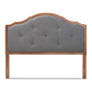 Gala Queen Size Arched Headboard Vintage Classic Dark Grey Fabric Upholstered with Walnut Brown Finished Wood