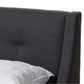 Louvain Platform Bed - Modern and Contemporary Dark Grey Fabric Upholstered with Walnut Finish