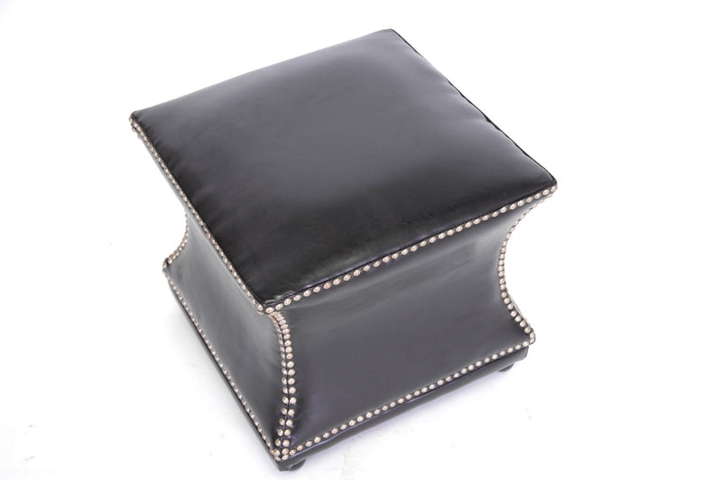 Ellastone Modern Leather Ottoman in Dark Brown - Stylish Versatile Footrest for Living Room or Bedroom Decor