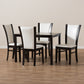 Adley Dining Set Modern 5-Piece Collection with Dark Brown Finish and White Faux Leather Upholstery for Stylish Dining Rooms