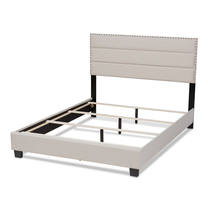 Ansa Bed - Modern and Contemporary Beige Fabric Upholstered