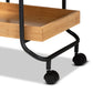 Baxter Mobile Kitchen Cart Modern 3-Tier Design with Oak Brown Wood and Black Metal Frame