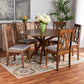 Callie Dining Set Modern Contemporary Grey Fabric Upholstered Dark Brown Finished Wood 7-Piece