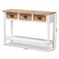 Benedict Console Table Traditional Farmhouse Rustic Design Two-Tone White and Oak Brown Finish with 3 Drawers for Storage