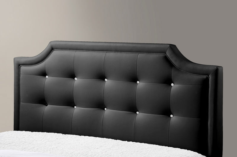 Carlotta Black Modern Bed - Upholstered Headboard