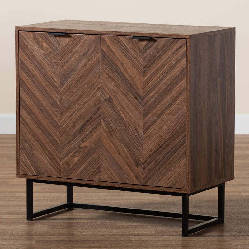 Sadia Storage Cabinet Modern Walnut Brown Finished Wood with Ample Storage Space and Stylish Design