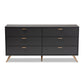 Kelson Modern 6-Drawer Dresser in Dark Grey and Gold Finished Wood, Stylish Storage for Bedroom or Living Room