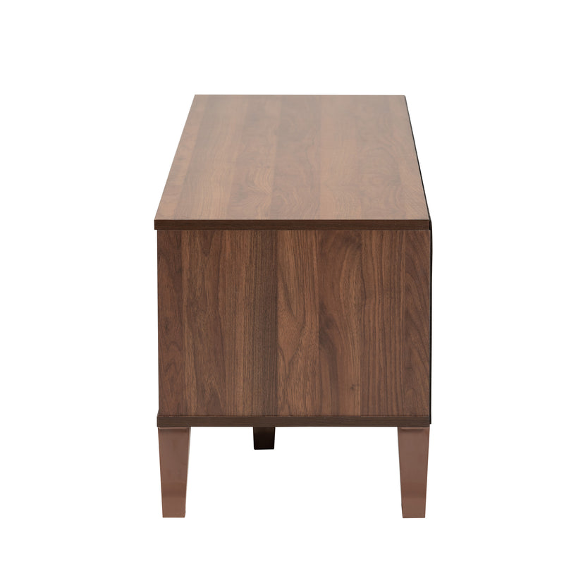 Teresina Mid-Century Modern TV Stand in Walnut Brown with 2 Doors for Stylish Living Room Storage