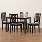 Gervais 5-Piece Dining Set Modern Sand Fabric Upholstered Chairs with Dark Brown Finished Wood Table