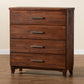 Ella Modern 4-Drawer Chest in Warm Oak Brown Finish, Stylish Storage for Bedroom or Living Room