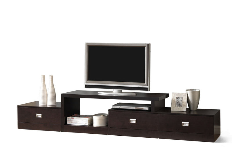 Marconi Modern Asymmetrical Brown TV Stand with Storage and Contemporary Style