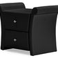 Victoria Nightstand - Matte Black PU Leather with 2 Storage Drawers