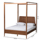 Roman Classic Queen Size Canopy Bed in Ash Walnut Wood with Traditional Design