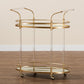 Nakano Wine Cart - Glam 2-Tier Gold Metal and Mirrored Glass Serving Cart